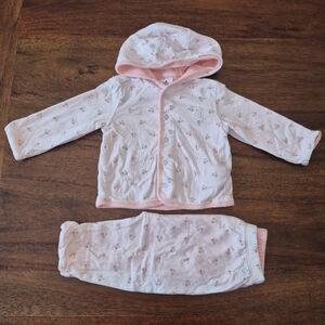 Gap Girls Pink Floral Matching Sweater Pants Set Size 3-6M